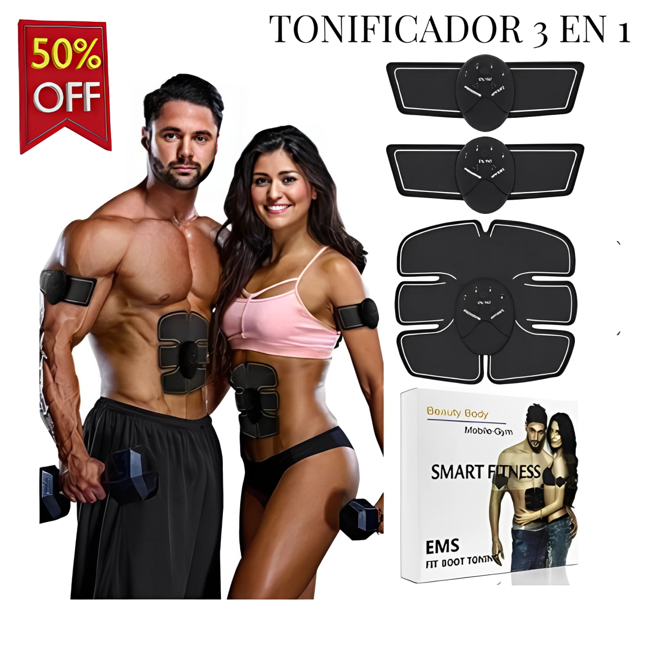 KIT ESTIMULADOR FITNESS MUSCULAR: ABDOMINALES FITNESS EMS  + 2 ESTIMULADORES DE REGALO💯