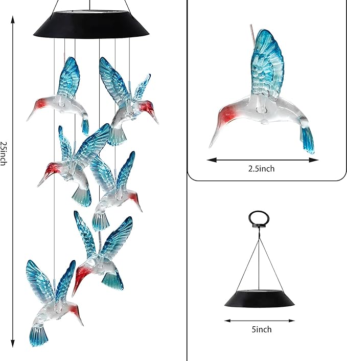 Llamador de Ángeles LED Solar / Campanillas de colibrí