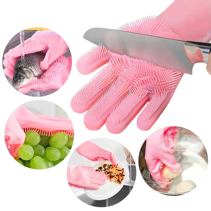 HUSB® 1 Par de Guantes Mágicos de Silicona para Lavar los Platos (Usar para Toda la Vida)