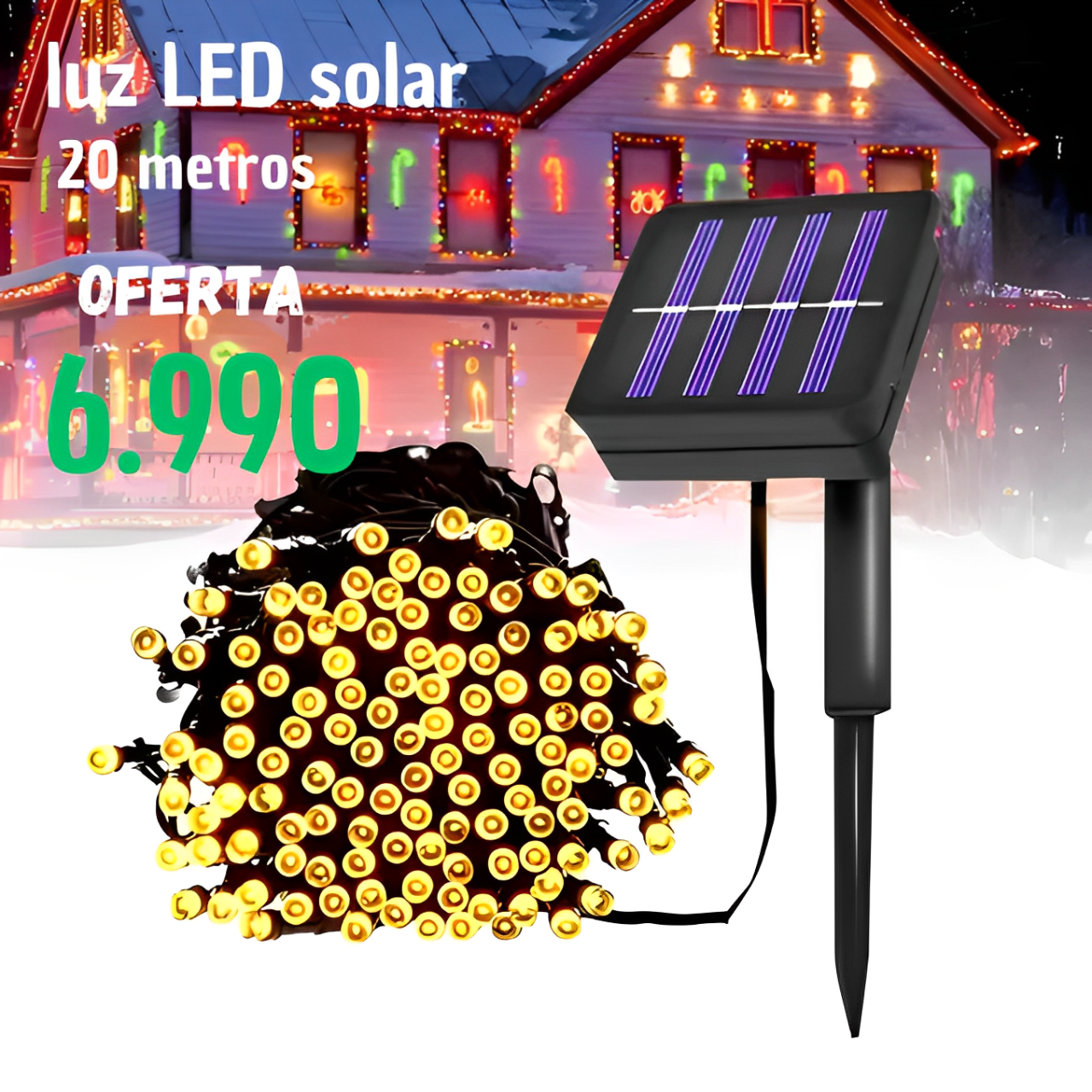 Luces de Navidad con panel Solar (23 metros)